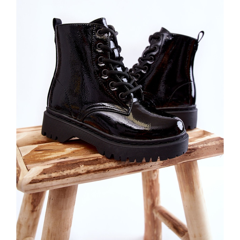 Vinceza Botas infantis lacadas com zíper preto Julie 1