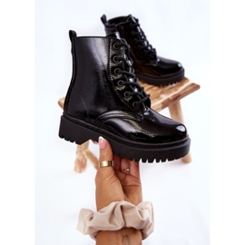 Vinceza Botas infantis lacadas com zíper preto Julie 2