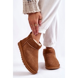 Botas femininas de camurça e baixa de neve Camel Shelie castanho 1