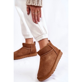Botas femininas de camurça e baixa de neve Camel Shelie marrom 2