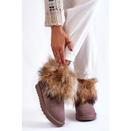 Botas de neve de camurça feminina com pele cinza Alexa bege 1 Botas de neve de camurça feminina com pele cinza Alexa bege 1