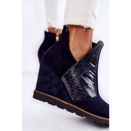 PA2 Botas de camurça em cunha de crocodilo, padrão Alda azul marinho azul-marinho 2