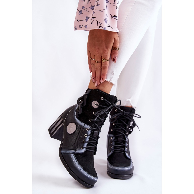 Botas femininas de couro Maciejka 05599-01 Preto multicolorido 1