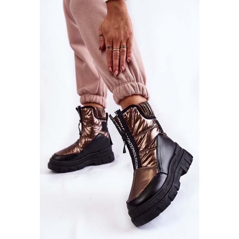 Vinceza Botas de neve confortáveis ​​femininas, marrom e preto Elodia multicolorido 2