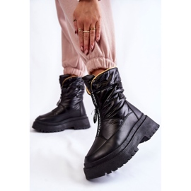 Vinceza Botas de neve femininas altas com zíper Moira preta preto 2