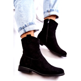 S.Barski Botas femininas de camurça com salto plano preto Fiorenz HY66-66 4