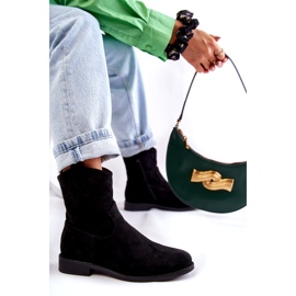 S.Barski Botas femininas de camurça com salto plano preto Fiorenz HY66-66 3