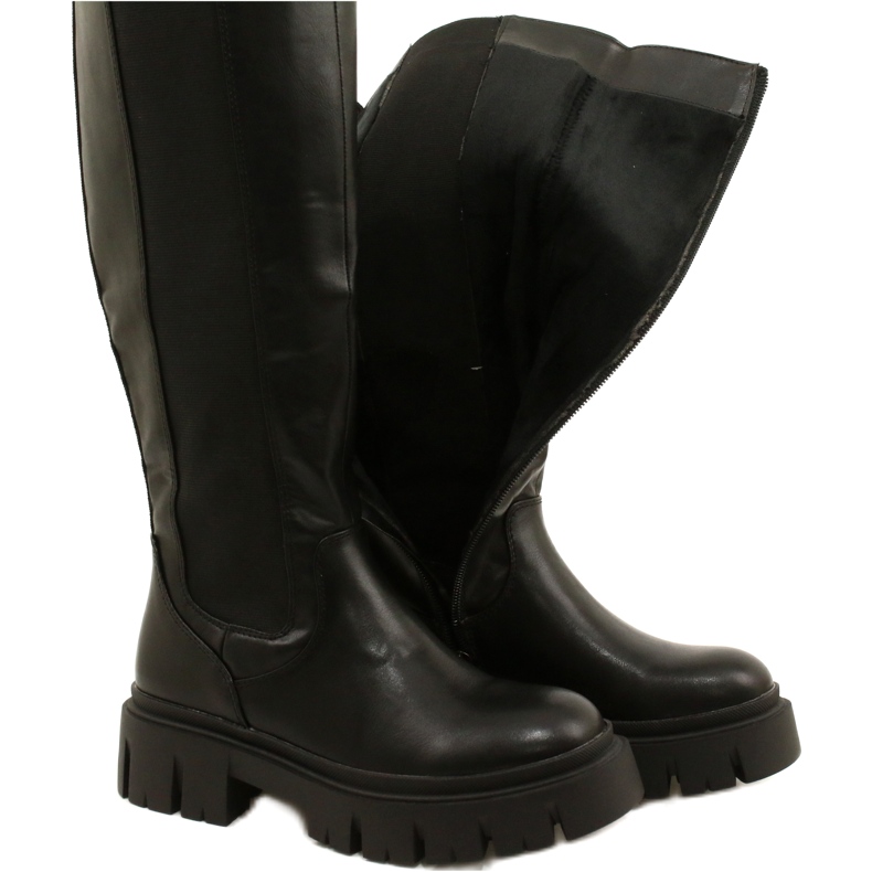 Botas femininas forradas com pele Evento 22KZ35-5089 pretas preto 4