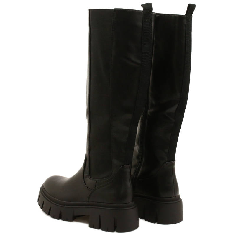Botas femininas forradas com pele Evento 22KZ35-5089 pretas preto 3