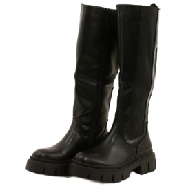 Botas femininas forradas com pele Evento 22KZ35-5089 pretas preto 2