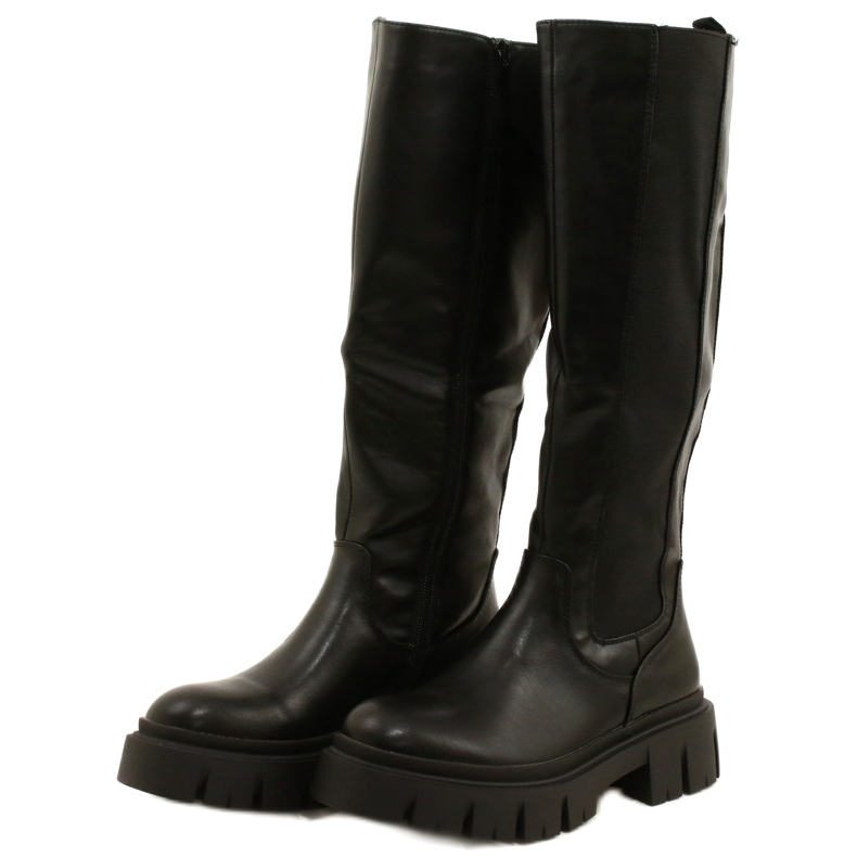 Botas femininas forradas com pele Evento 22KZ35-5089 pretas preto 2