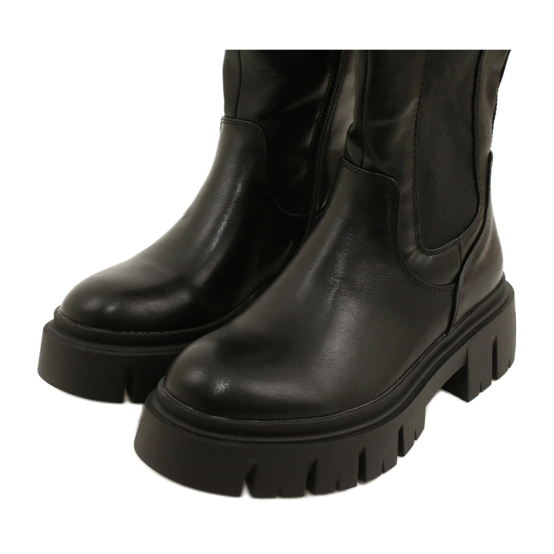Botas femininas forradas com pele Evento 22KZ35-5089 pretas preto 5
