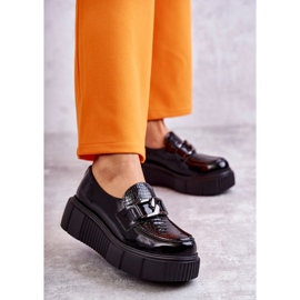 PL5 Sapatos de couro da moda na plataforma Black Marsol preto 1