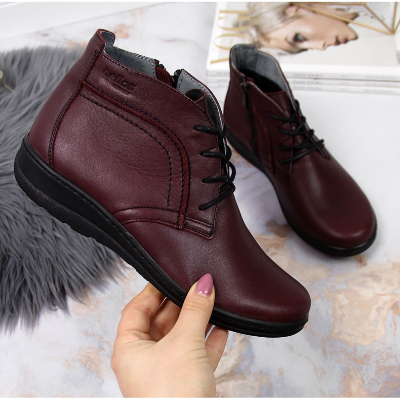 Botas de couro com isolamento cereja Helios 612-2 vermelho 1