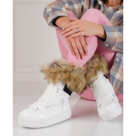 Botas de neve plataforma de mulher com pelo Shelovet branco 1