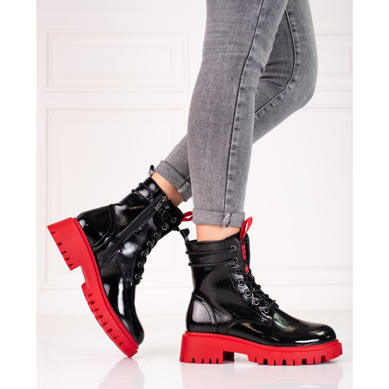 Trabalhadoras femininas Shelovet com sola vermelha preto 1