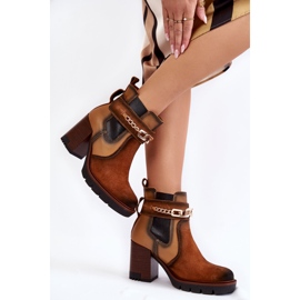 Botas femininas de couro Maciejka 05781-29 Vermelho bege castanho 2