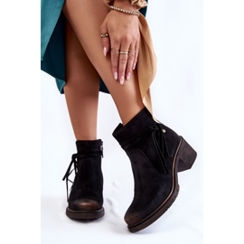 Botins femininos de camurça Maciejka 05720-01 preto 1