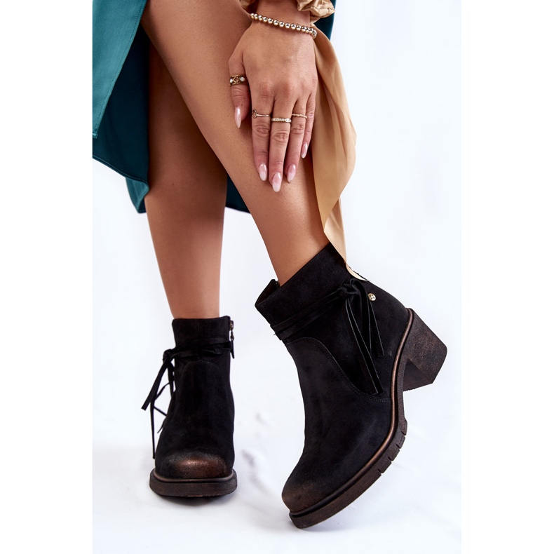 Botins femininos de camurça Maciejka 05720-01 preto 1