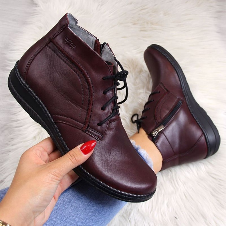 Botas de couro com isolamento de cereja Helios W 612-2 vermelho 1