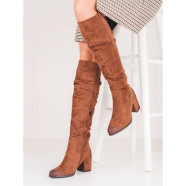 Botas Shelovet de mulher em camurça castanha marrom 1