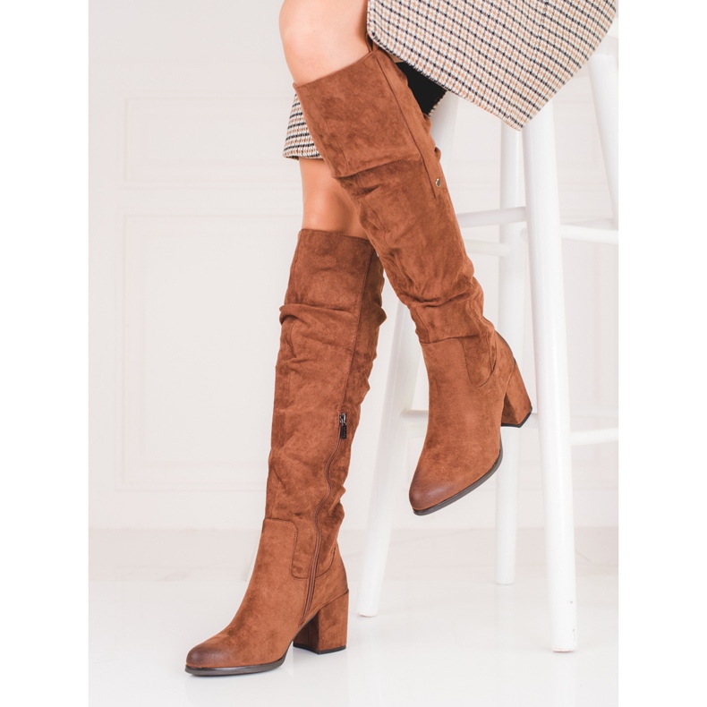 Botas Shelovet de mulher em camurça castanha castanho 1