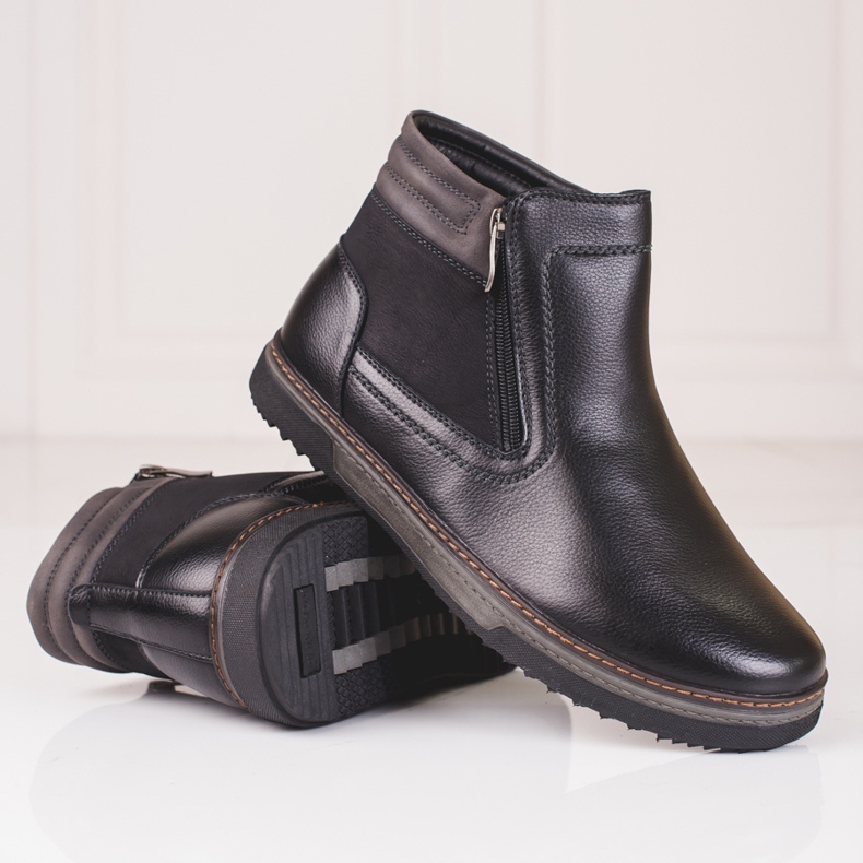 Botas masculinas altas com zíper Shelovet preto 1