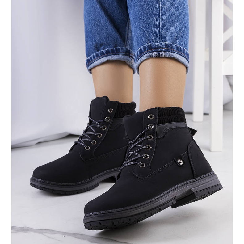 Botas de mulher negra da Enines preto 1