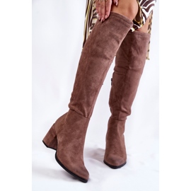 PL4 Botas femininas de camurça sobre o joelho La.Fi 270056TA-SU Marrom claro 1