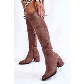 PL4 Botas femininas de camurça sobre o joelho La.Fi 270056TA-SU Marrom claro 2