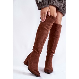 PL4 Botas femininas de camurça sobre o joelho La.Fi 270056FX-SU Marrom escuro 1