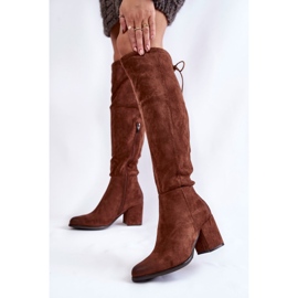 PL4 Botas femininas de camurça sobre o joelho La.Fi 270056FX-SU Marrom escuro 2