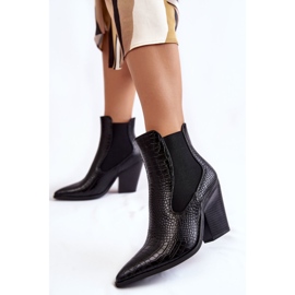 PA1 Botas de cowboy femininas pretas pele de cobra Warren preto 2
