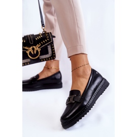 Vinceza Mocassins de couro na plataforma Black Abisso preto 2