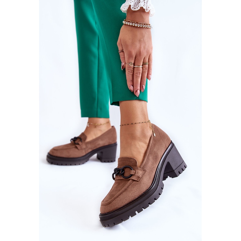 Vinceza Sapatos femininos de salto alto de camurça bege escuro Sanya castanho 2