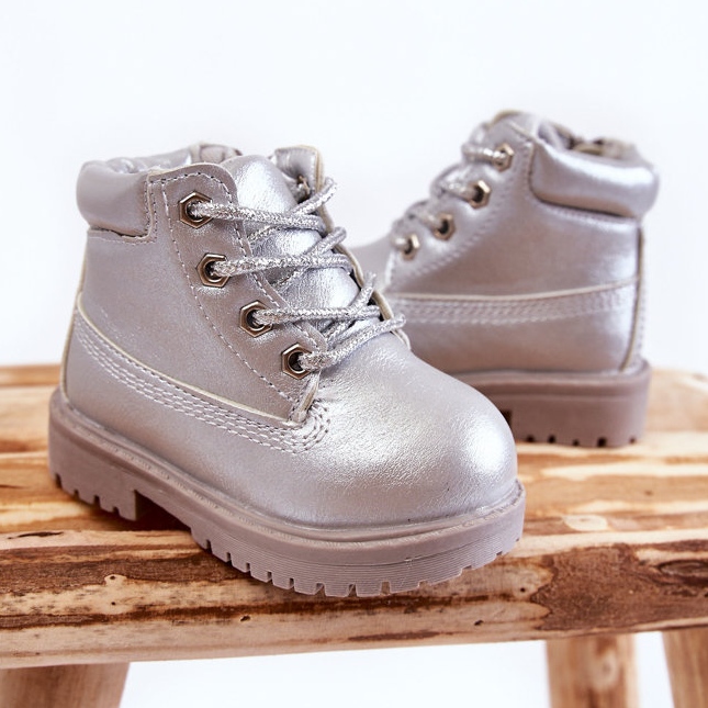 Botas Trappers infantis com zíper Silver Dexter prata 2