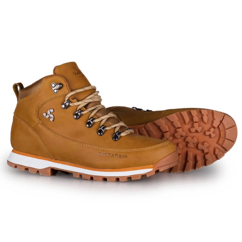 Tênis de trekking masculino de couro amarelo Outback Bustagrip 2