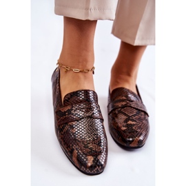Mocassins de couro cobra La.Fi 210023BR-XS marrom bege 2