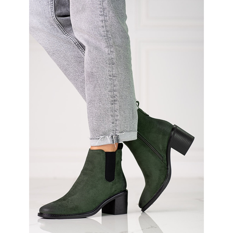 Botas verdes femininas Shelovet Chelsea no poste 1