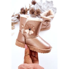 FR1 Botas de neve infantil Golden Bianca com flor dourado 1 FR1 Botas de neve infantil Golden Bianca com flor dourado 1