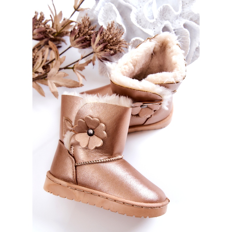 FR1 Botas de neve infantil Golden Bianca com flor dourado 4 FR1 Botas de neve infantil Golden Bianca com flor dourado 4
