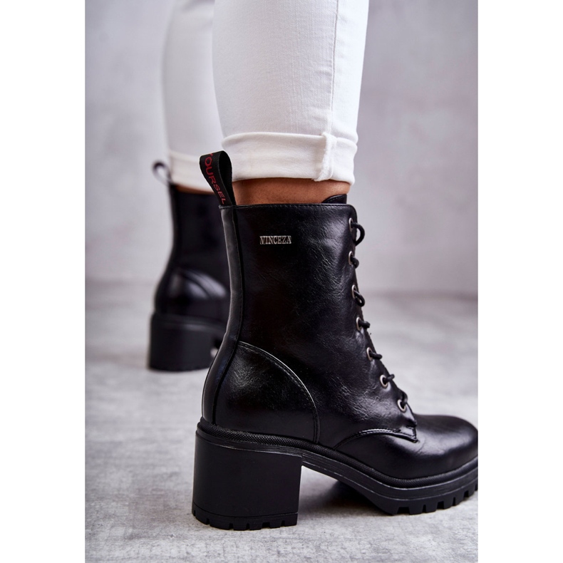 Vinceza Botas femininas de salto alto quentes pretas Grethe preto 2