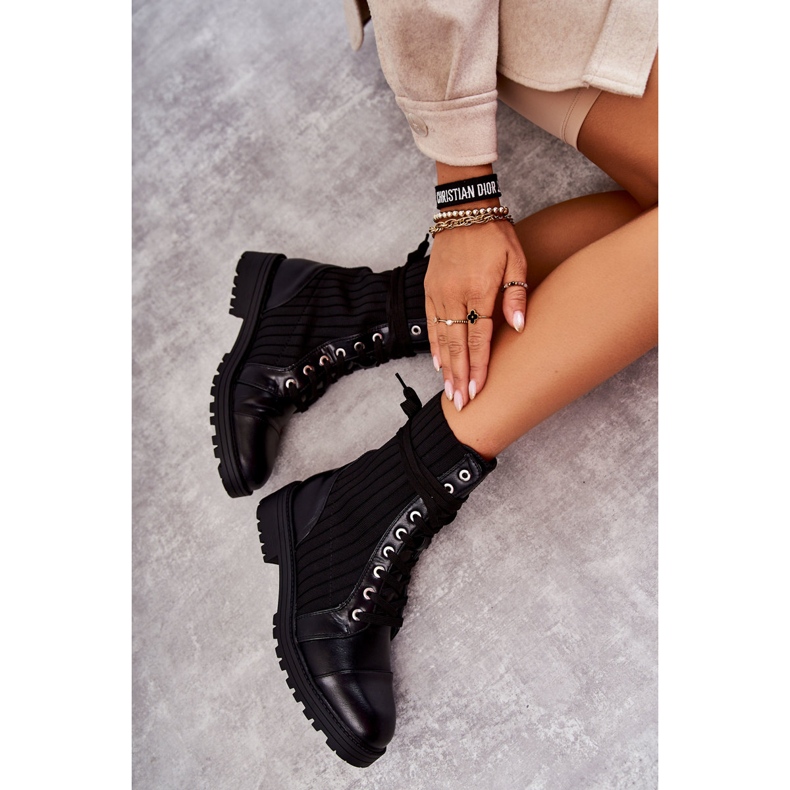 PG1 Botas femininas com meia amarrada Livaro preto 4