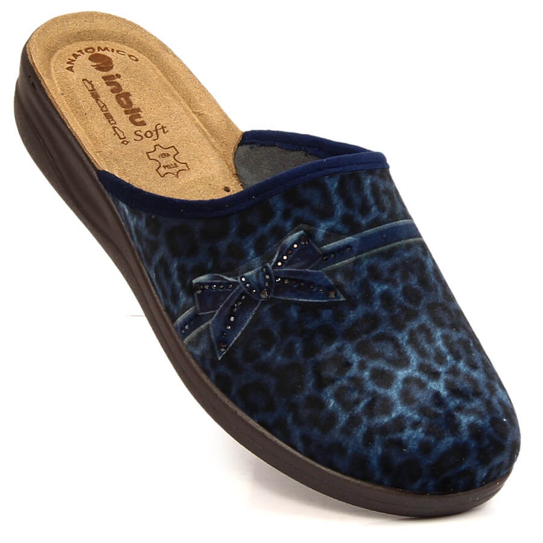 Chinelos Inblu azul marinho para mulher confortáveis ​​com estampa de leopardo azul-marinho 1