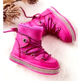 FR1 Botas de neve infantis com zircônia cúbica Wellma fúcsia rosa 1