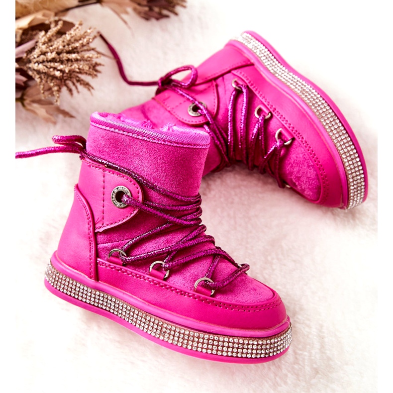 FR1 Botas de neve infantis com zircônia cúbica Wellma fúcsia rosa 1