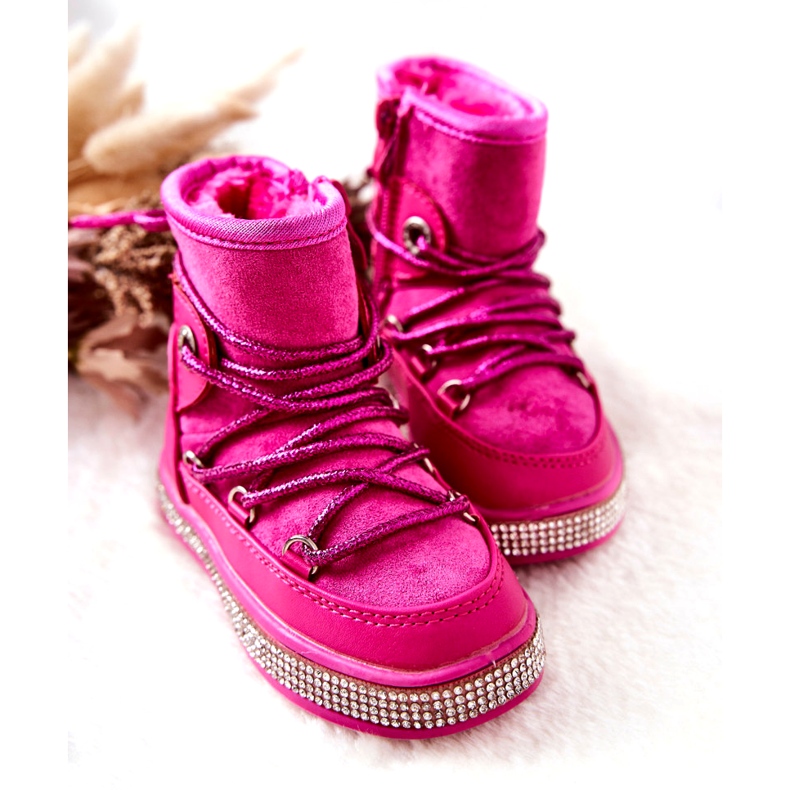 FR1 Botas de neve infantis com zircônia cúbica Wellma fúcsia rosa 2