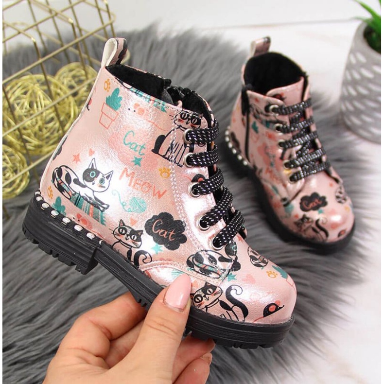 Nautilus Botas botas de outono Navy Dot Jr WOL6B rosa 1