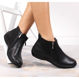 Botas de couro confortáveis ​​com zíper Łukbut W LUK1189A preto 1