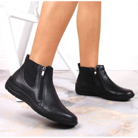 Botas de couro confortáveis ​​com zíper Łukbut W LUK1189A preto 2